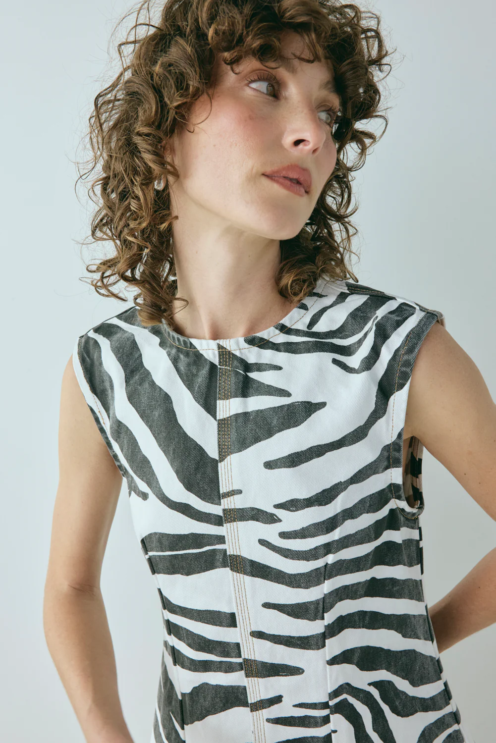 Lolita Denim Mini Dress Zebra - Image 2