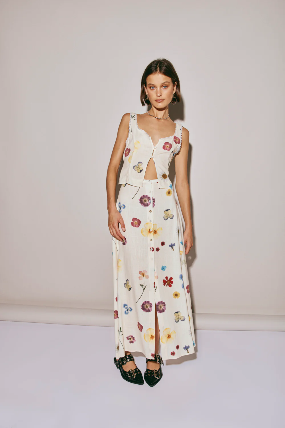Love Language Button Front Top Floral - Image 5