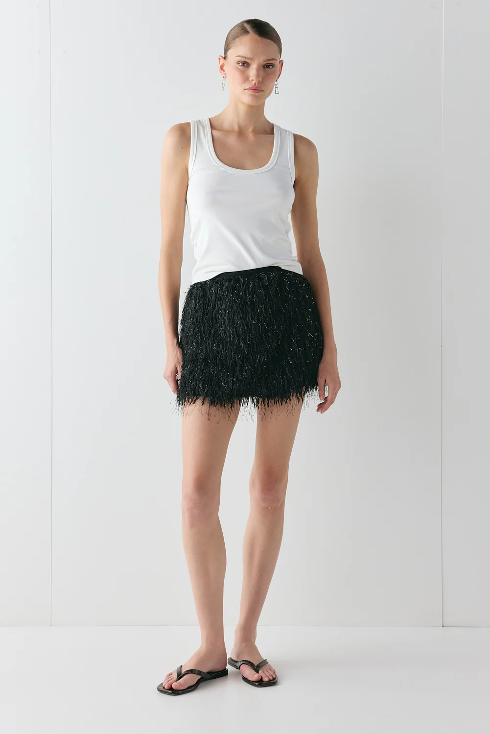 Lucia Fringe Mini Skirt Black - Image 3