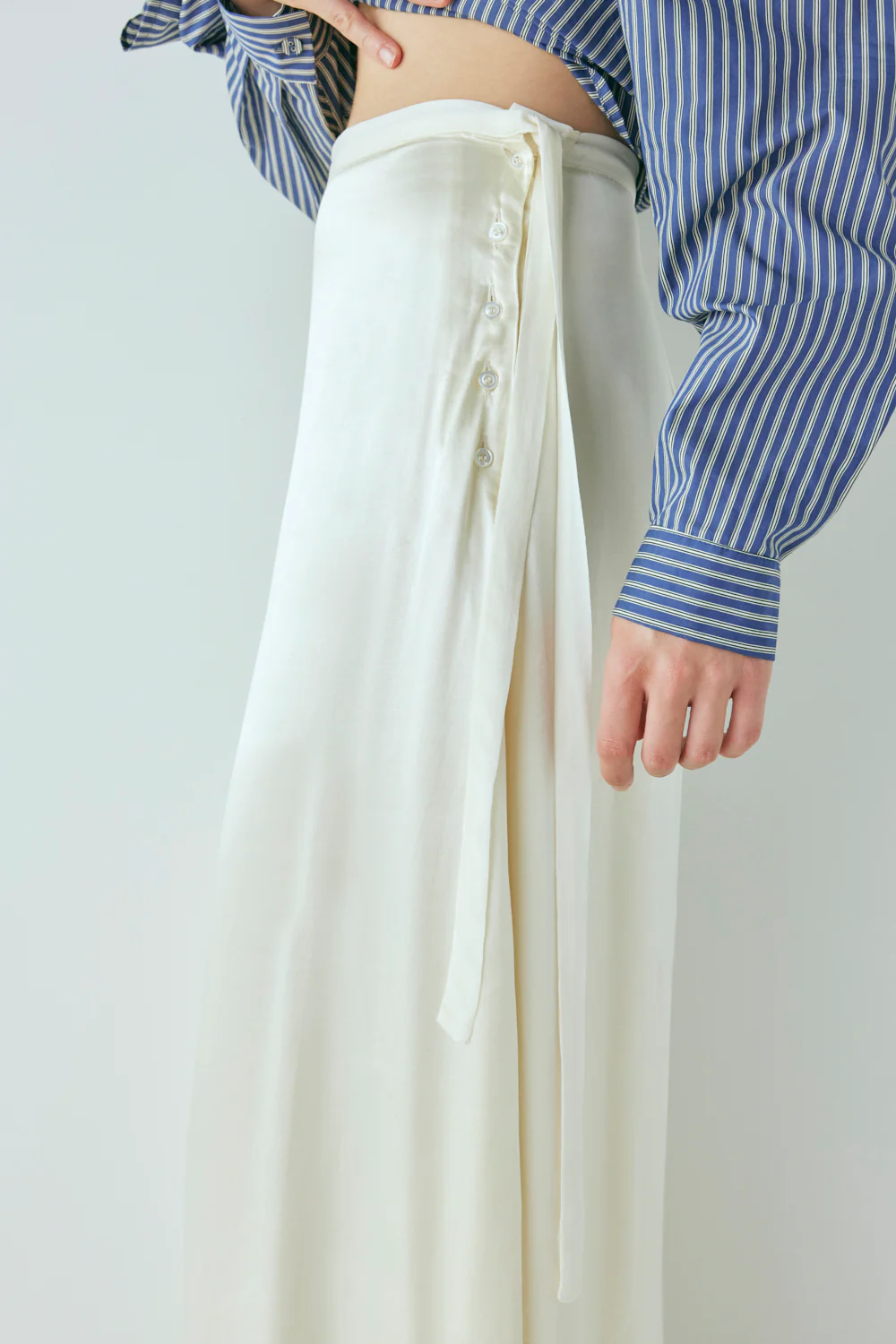 Luel Satin Maxi Skirt Cream - Image 4