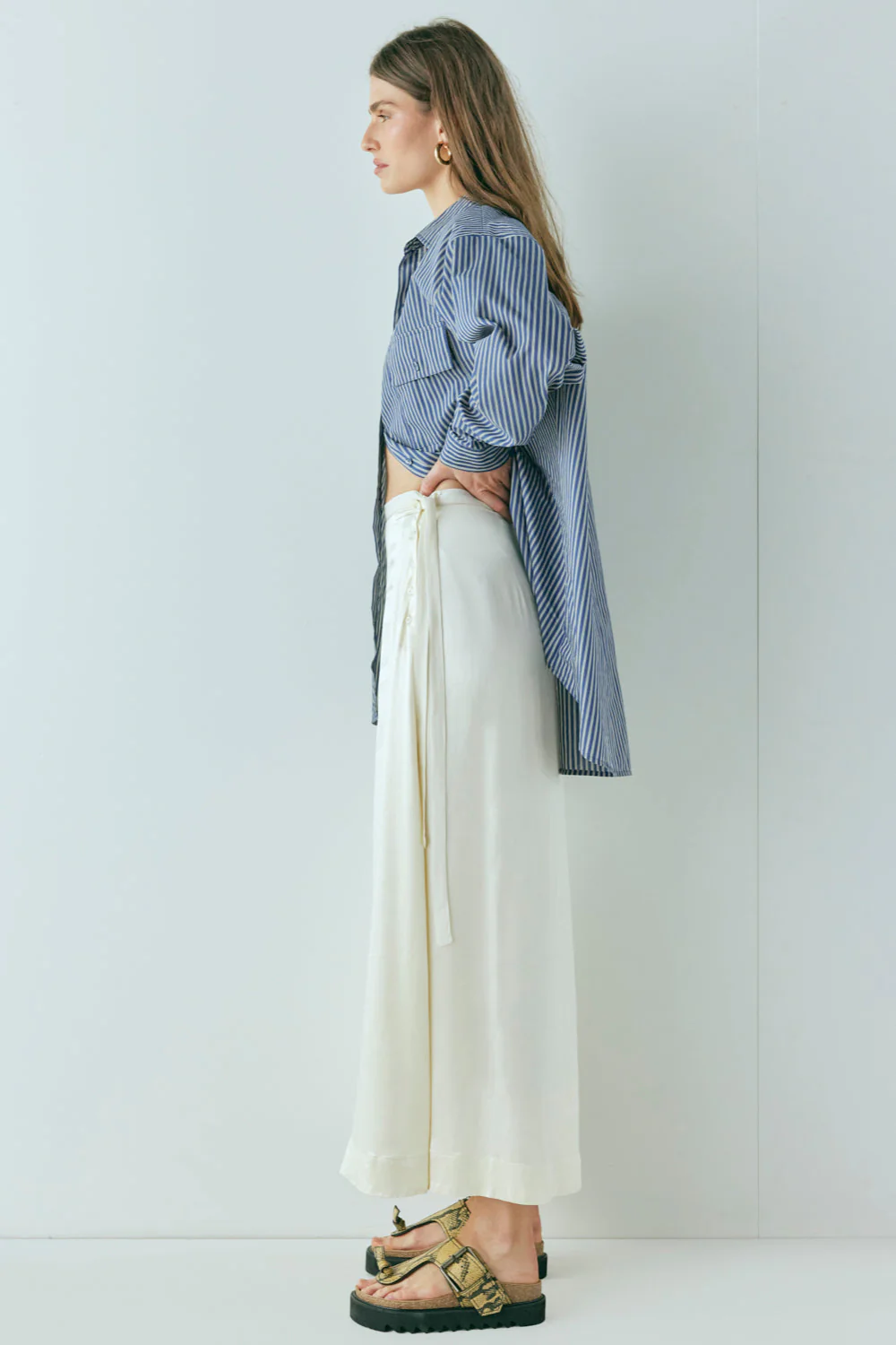 Luel Satin Maxi Skirt Cream - Image 5