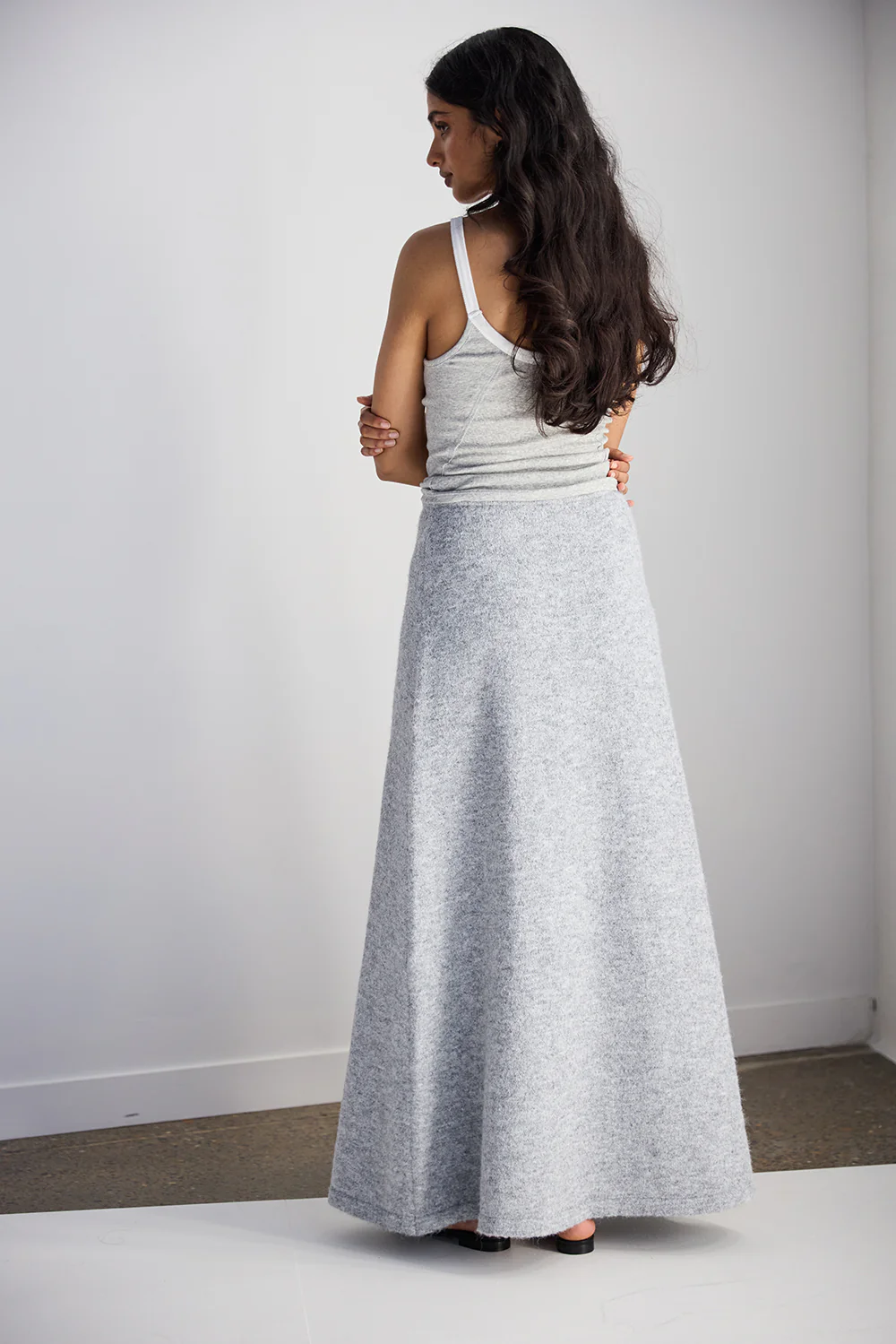 Lya Knit Maxi Skirt Grey Marle - Image 3