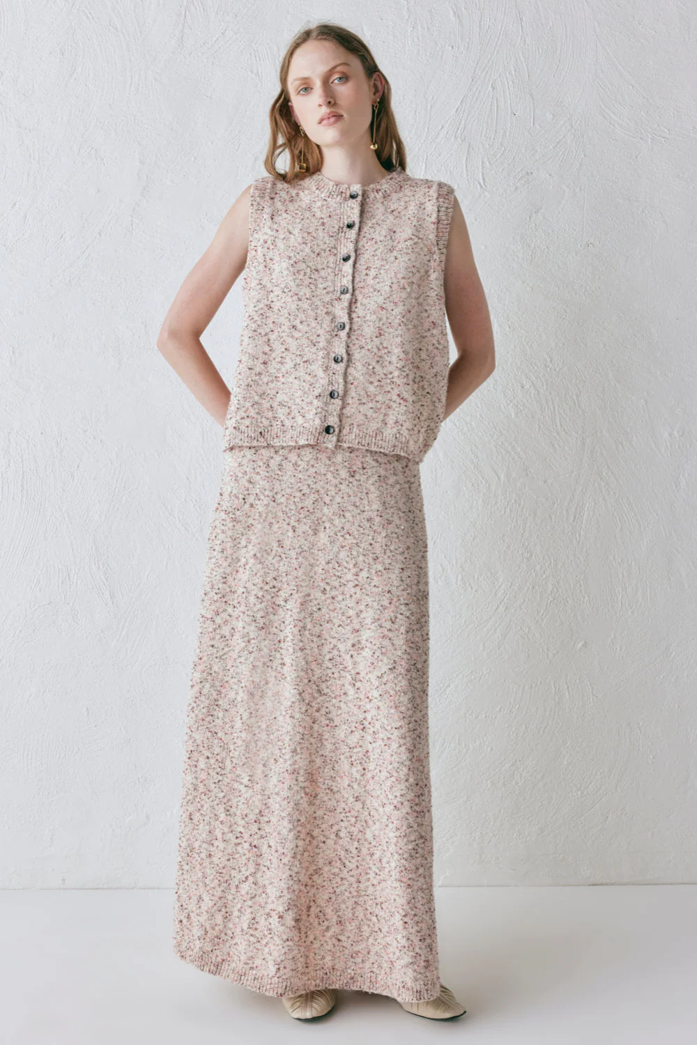 Lya Knit Maxi Skirt Pink Marle - Image 2