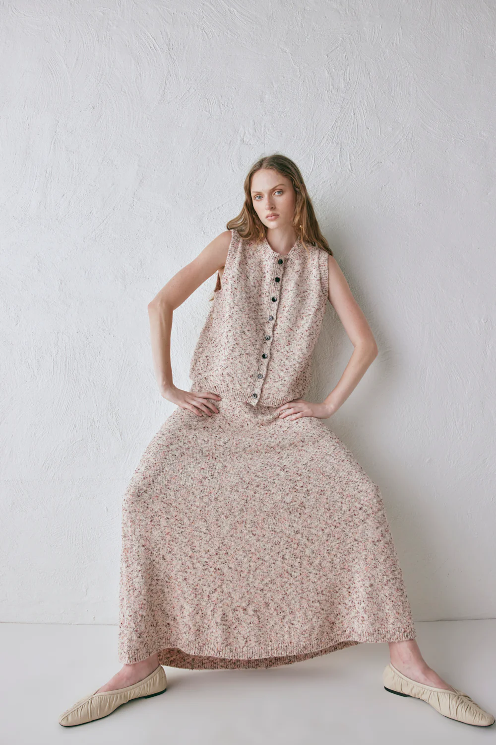 Lya Knit Maxi Skirt Pink Marle - Image 4