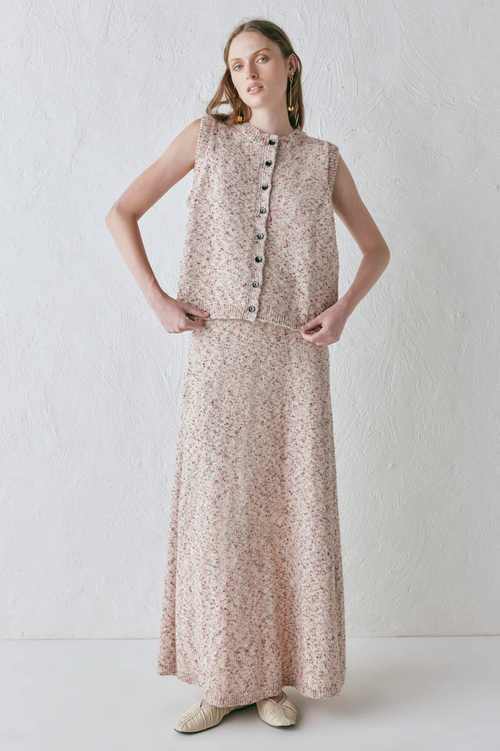 Lya Knit Maxi Skirt Pink Marle - Image 5
