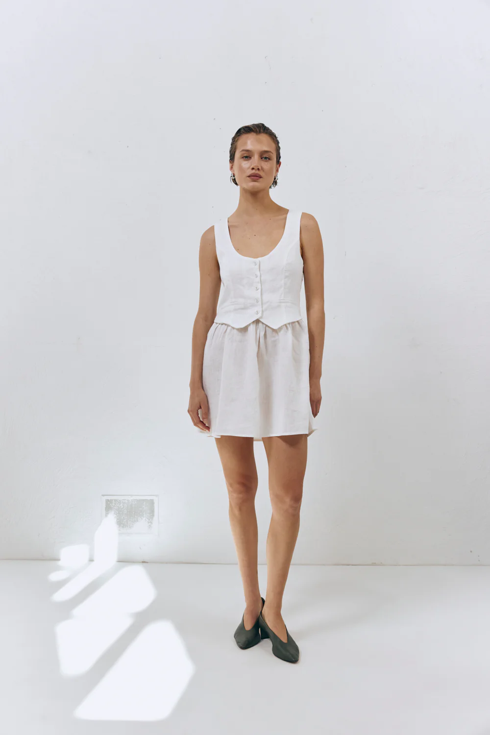 Ma Cherie Linen Mini Dress White - Image 7