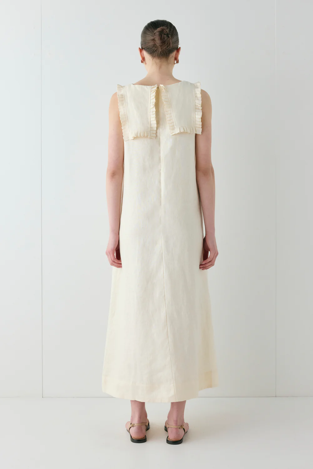 Maggie Linen Midi Dress Cream - Image 7
