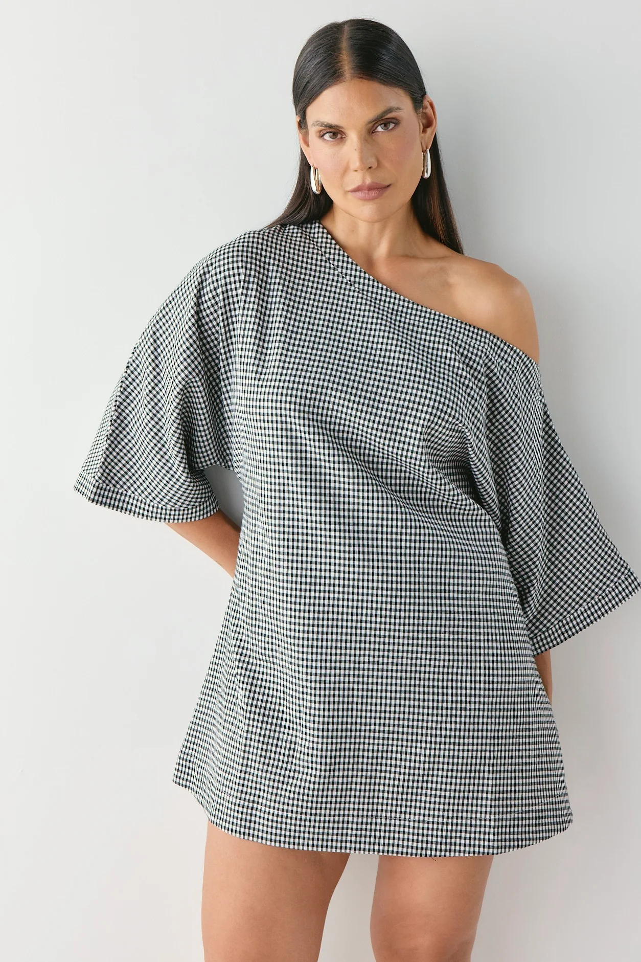Mara Mini Dress Black Check - Image 7