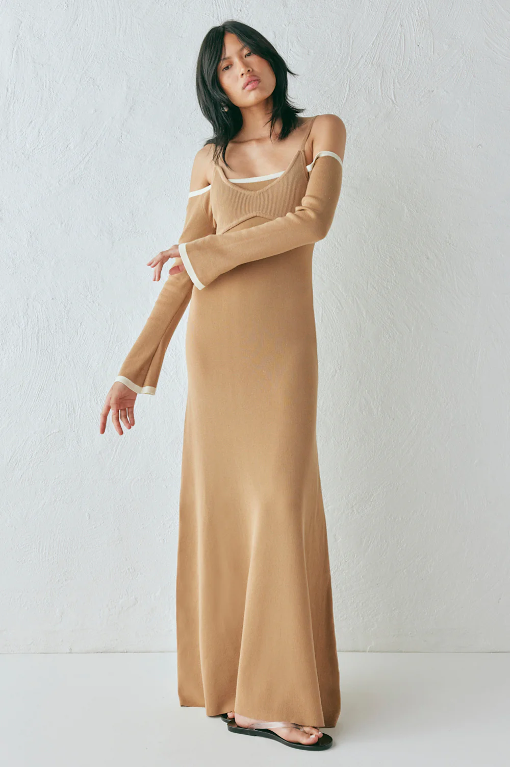 Marlee Knit Maxi Dress Tan - Image 2