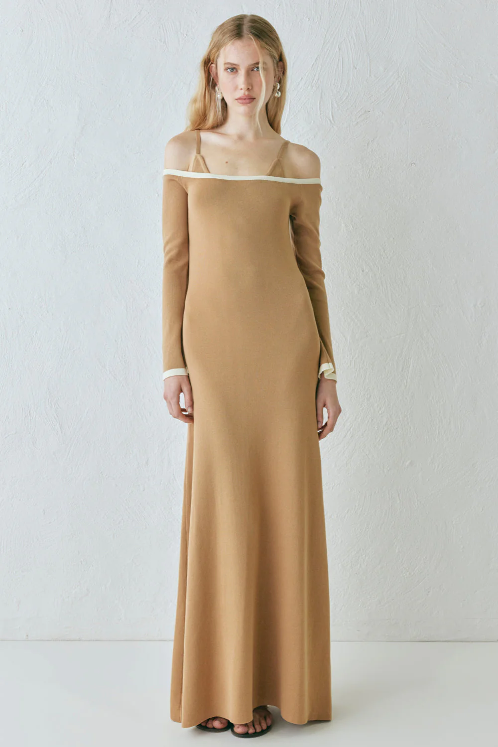 Marlee Knit Maxi Dress Tan - Image 3