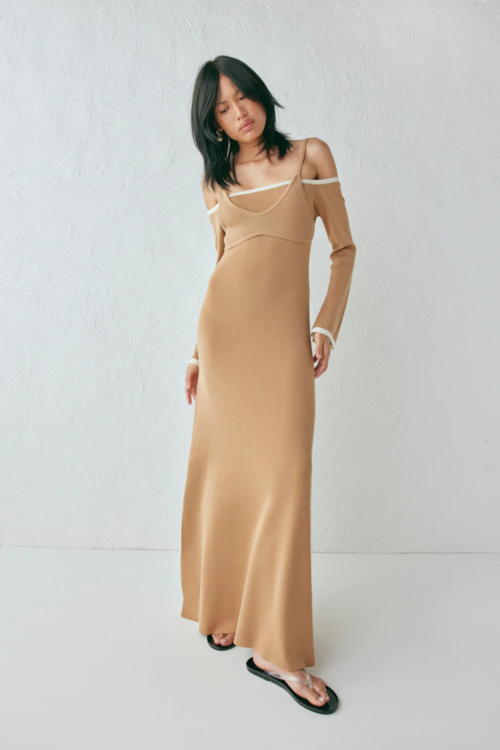 Marlee Knit Maxi Dress Tan - Image 8