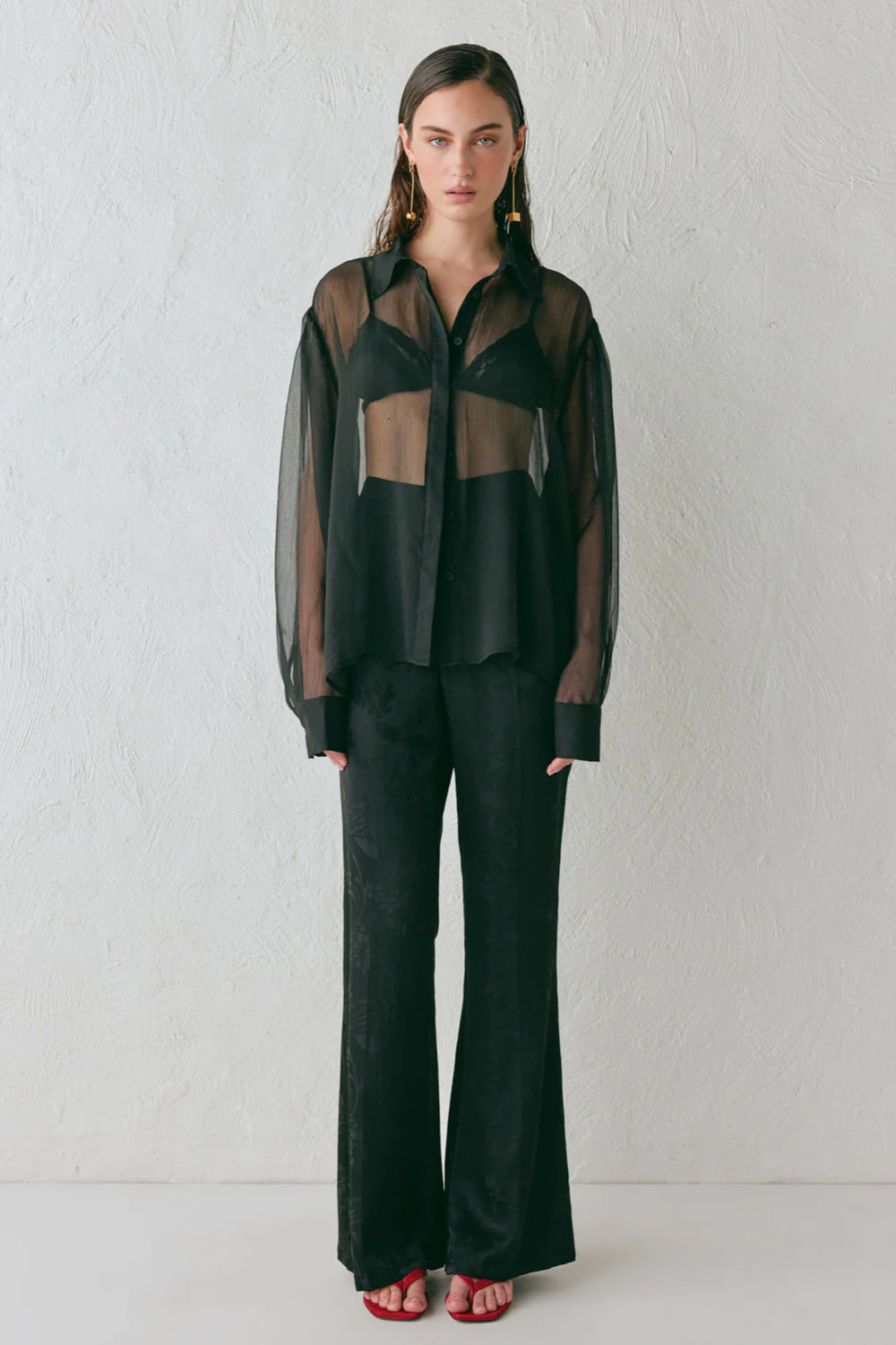 Matise Jacquard Flare Pants Black - Image 8