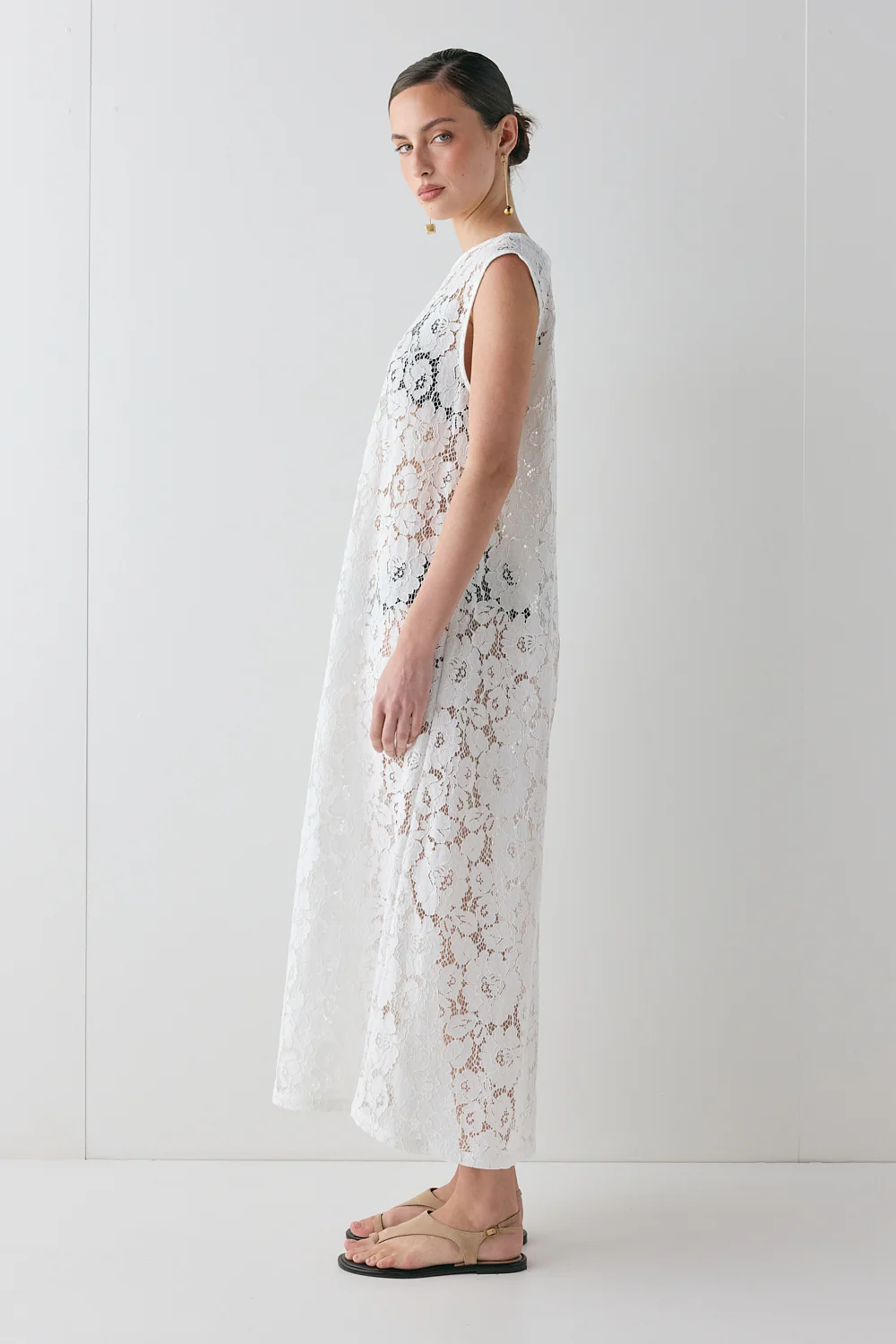 Maya Lace Midi Dress White - Image 4