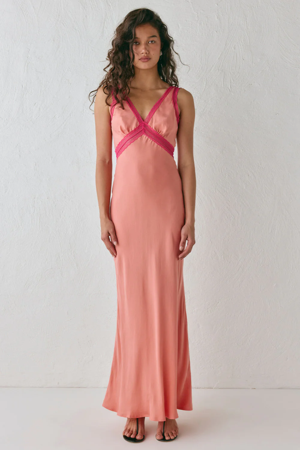 Meet Me On The Dance Floor Bias Cut Maxi Dress Coral - Image 6