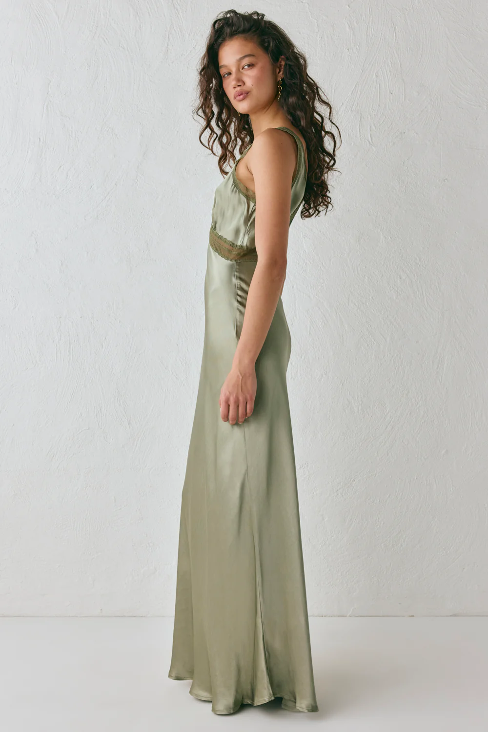 Meet Me On The Dance Floor Bias Cut Maxi Dress Olive - Image 2