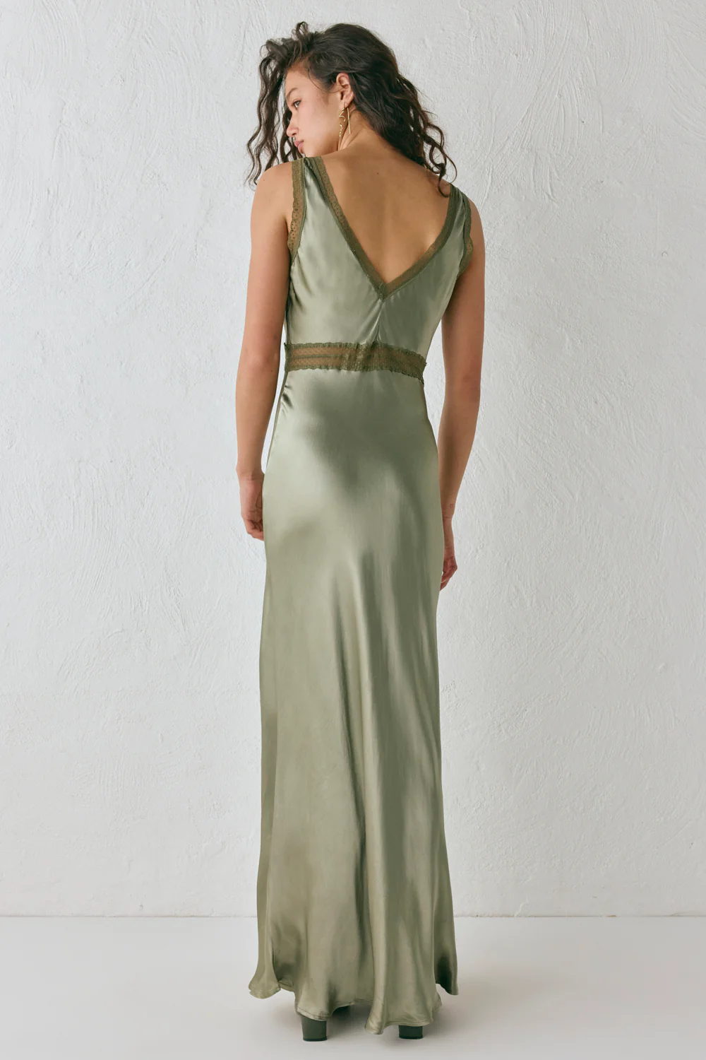 Meet Me On The Dance Floor Bias Cut Maxi Dress Olive - Image 8