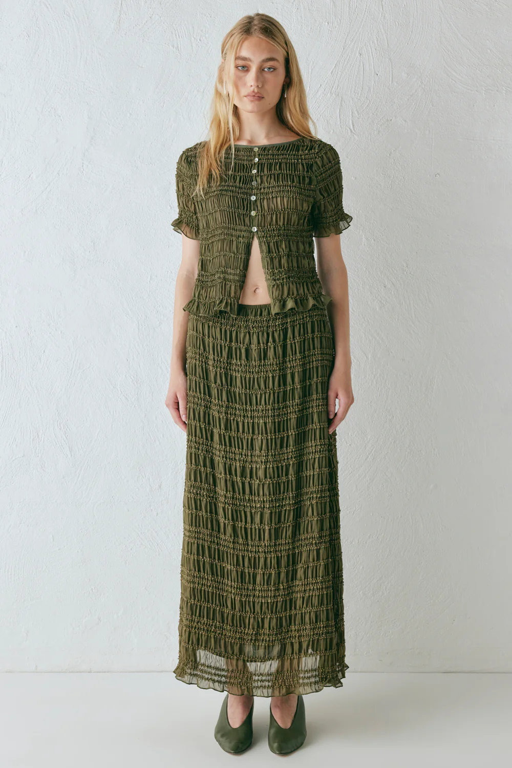 Mia Midi Skirt Khaki - Image 2