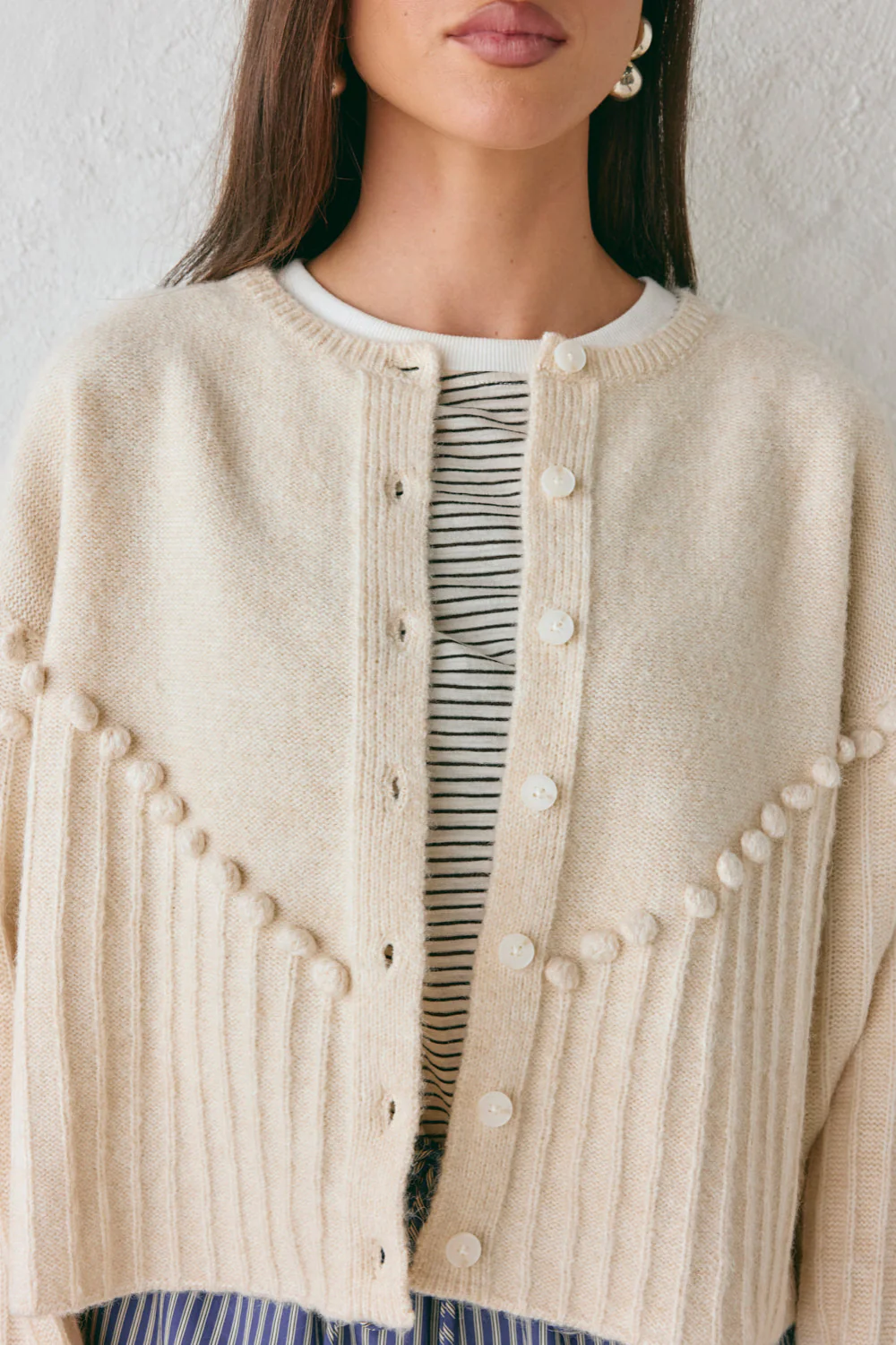 Miji Knit Cardigan Cream - Image 7