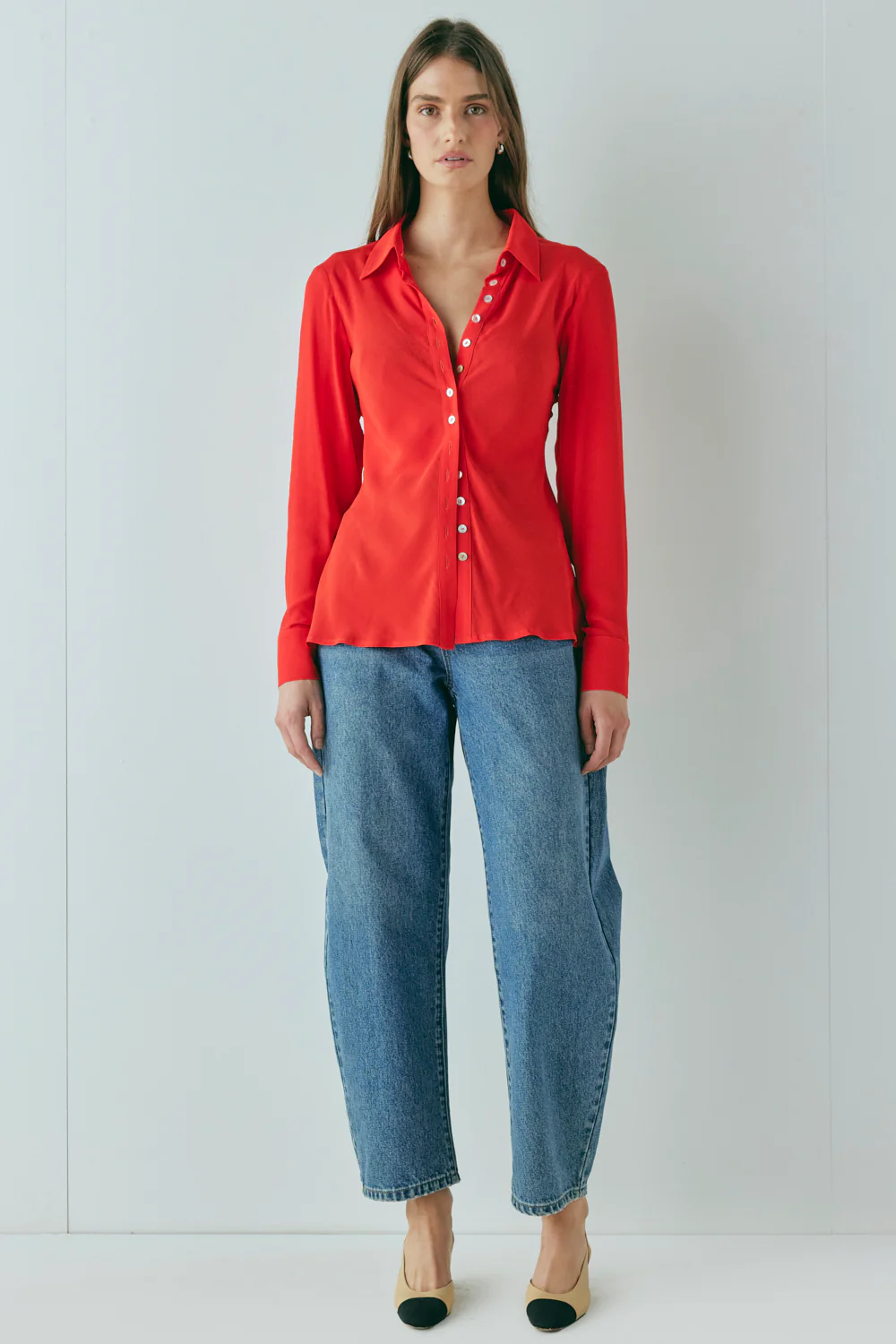Mila Bias Shirt Red - Image 2