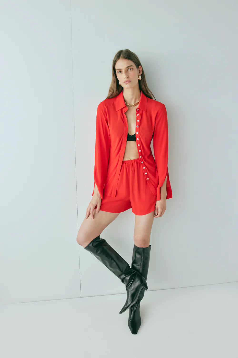Mila Bias Shirt Red - Image 3