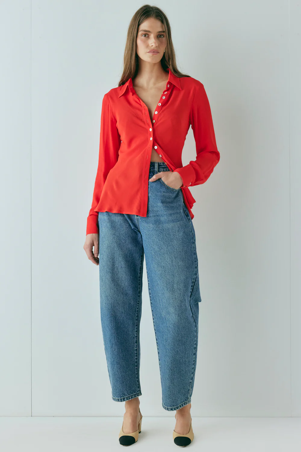 Mila Bias Shirt Red - Image 7