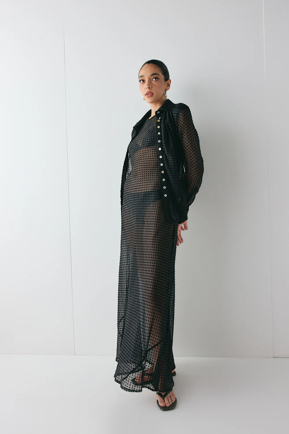 Mila Sheer Bias Shirt Black - Image 6
