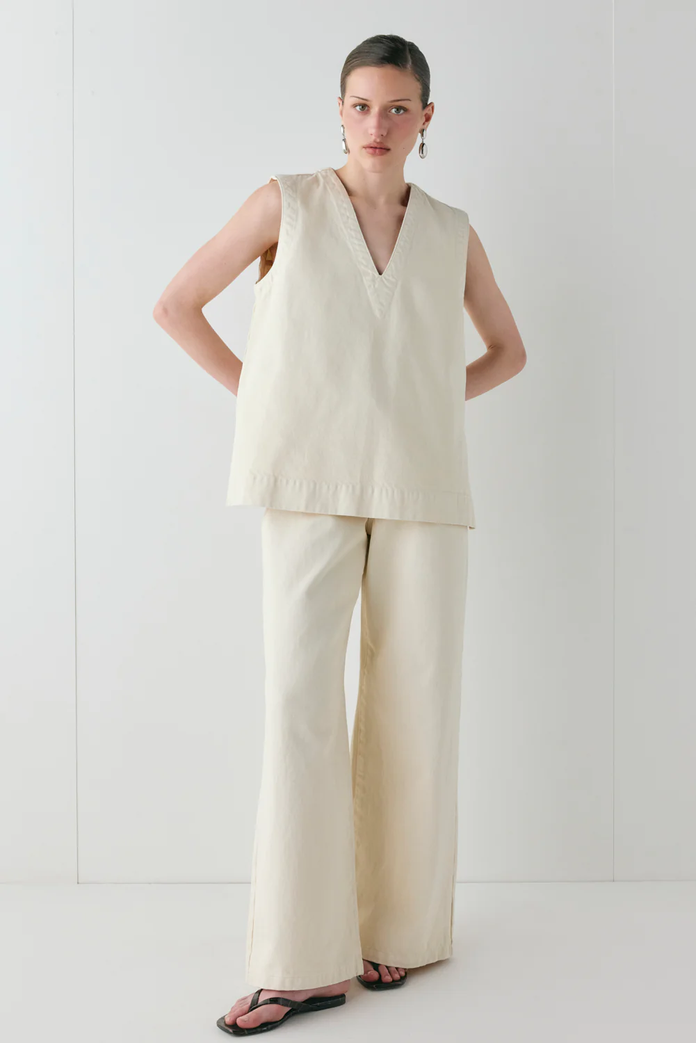 Muni Denim Tunic Top Cream - Image 2