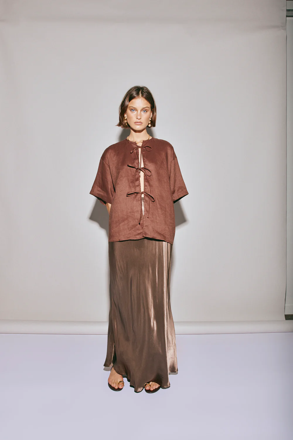 Naomi Linen Smock Top Umber - Image 5