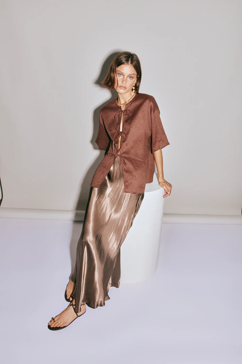 Naomi Linen Smock Top Umber - Image 6