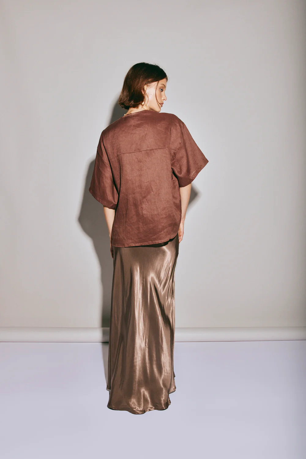 Naomi Linen Smock Top Umber - Image 7