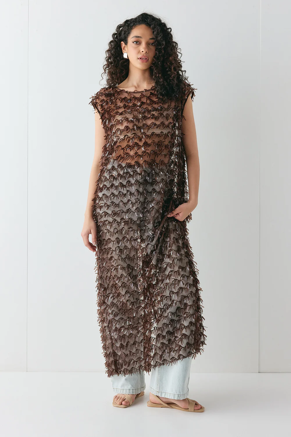 Natalia Sequin Maxi Dress Chocolate - Image 2