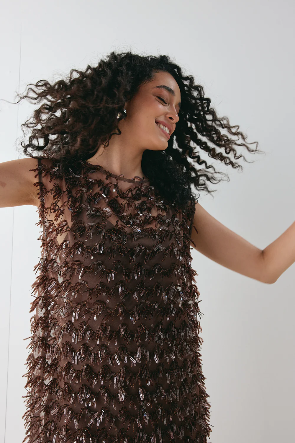 Natalia Sequin Maxi Dress Chocolate - Image 5