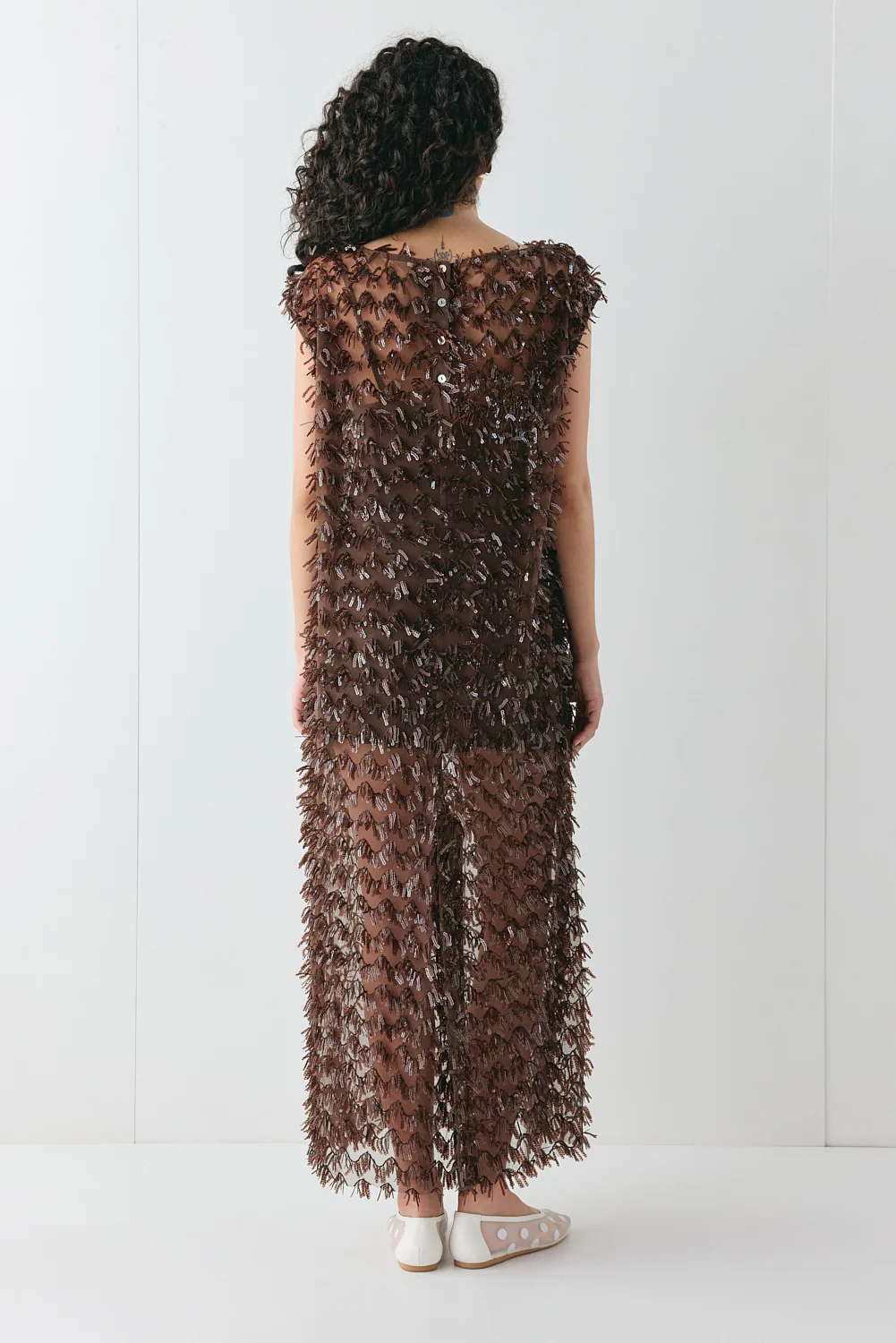 Natalia Sequin Maxi Dress Chocolate - Image 6