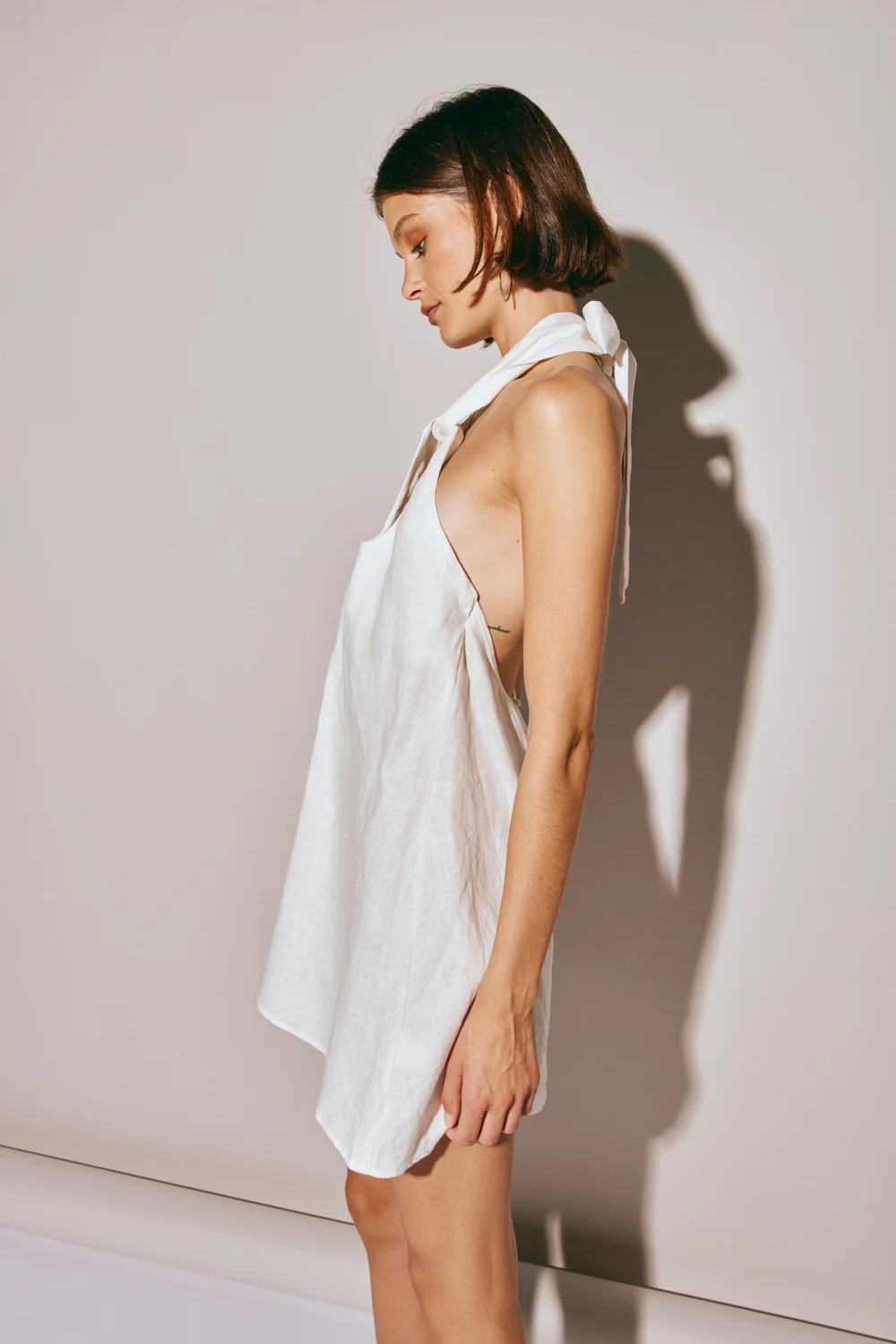 Natassia Linen Halter Mini Dress White - Image 6