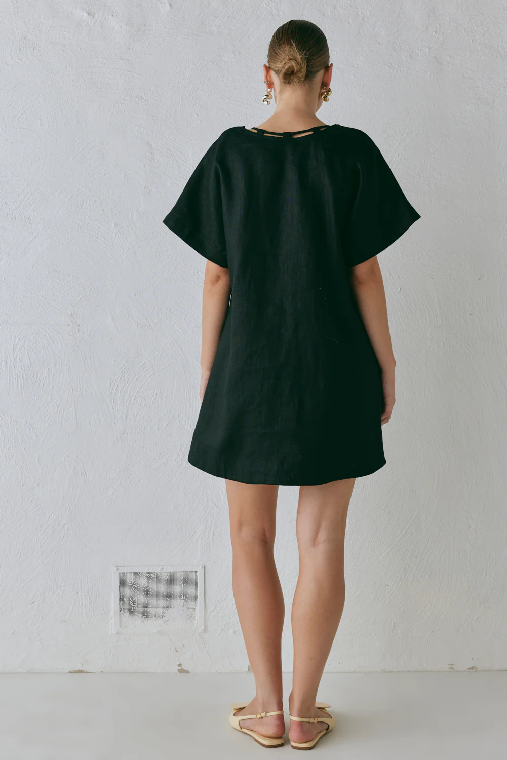 Nellie Linen Mini Dress Black - Image 6
