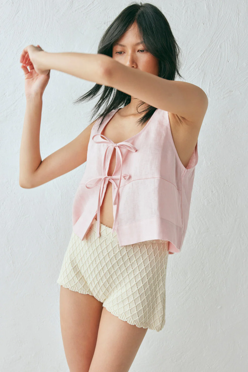 Nessa Linen Smock Top Pink - Image 4