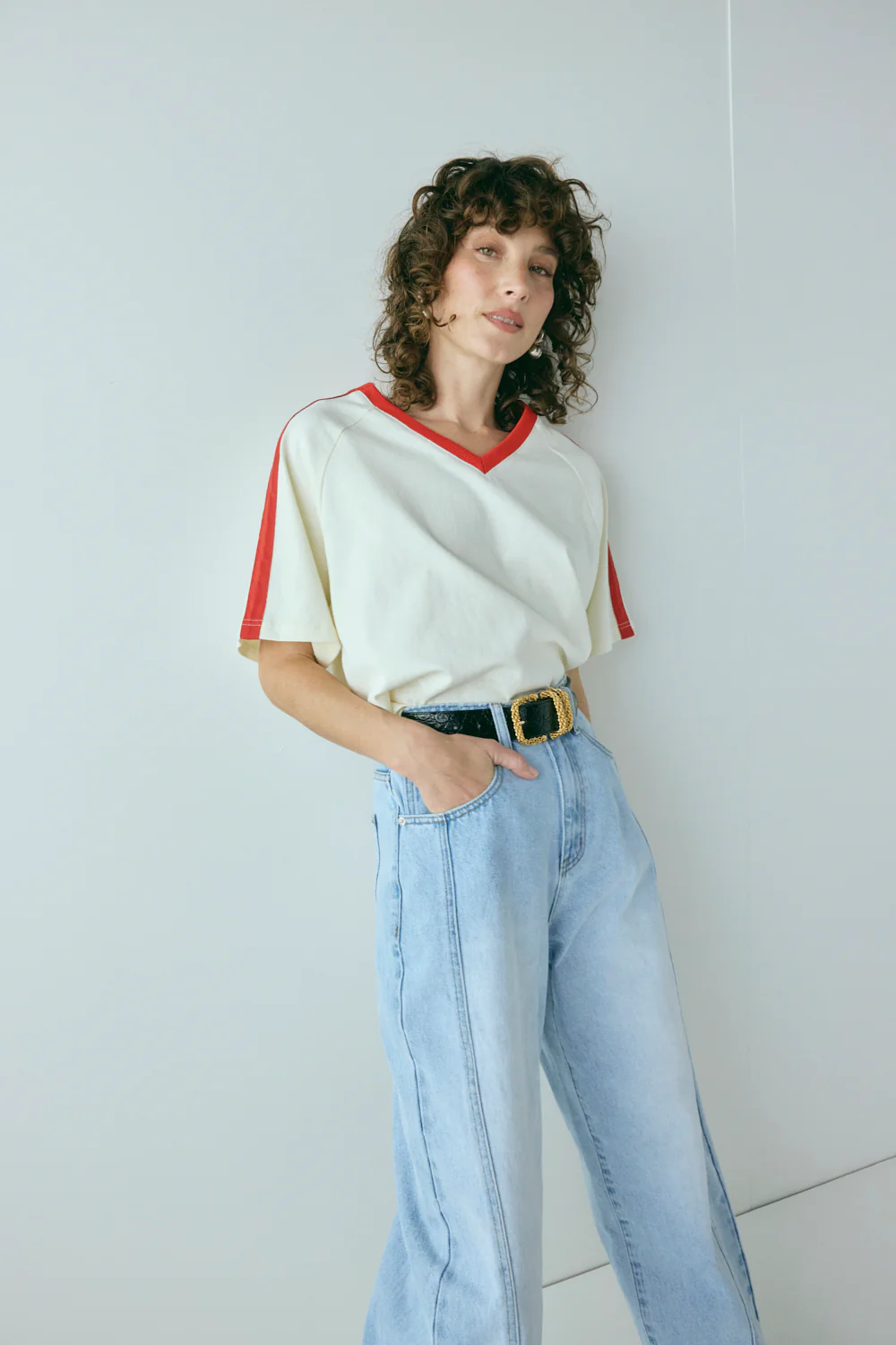 Nyra Barrel Denim Jeans Light Blue - Image 5