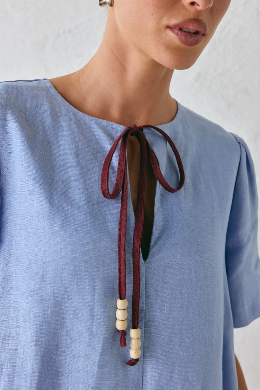 Olsen Linen Mini Dress Blue - Image 4