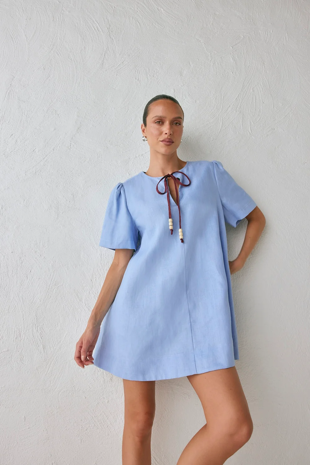 Olsen Linen Mini Dress Blue - Image 5
