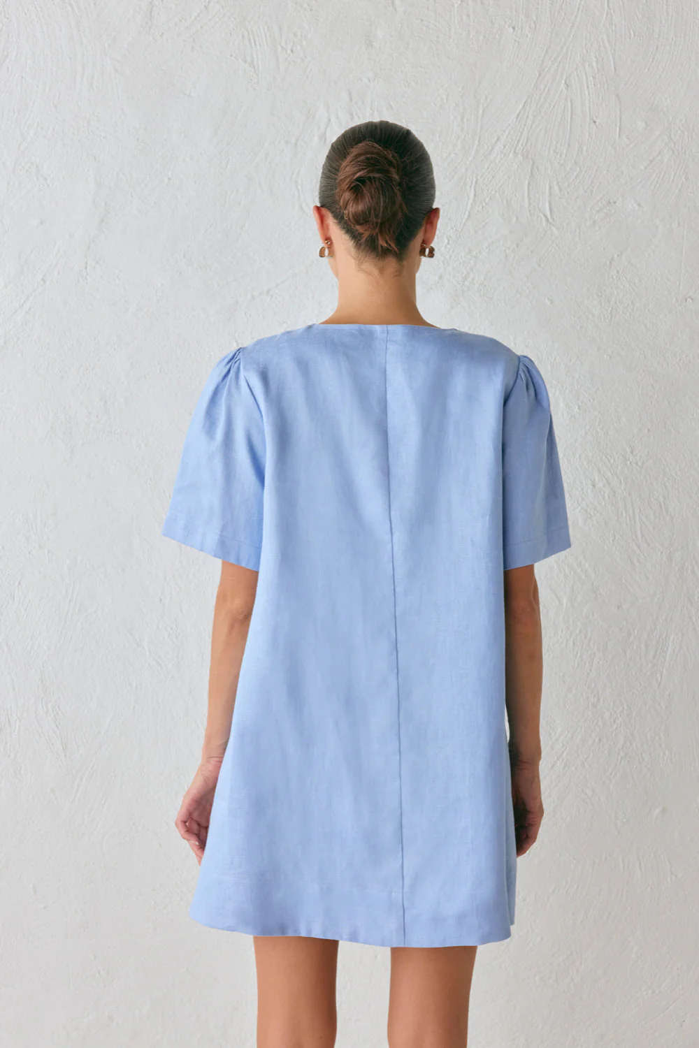 Olsen Linen Mini Dress Blue - Image 8