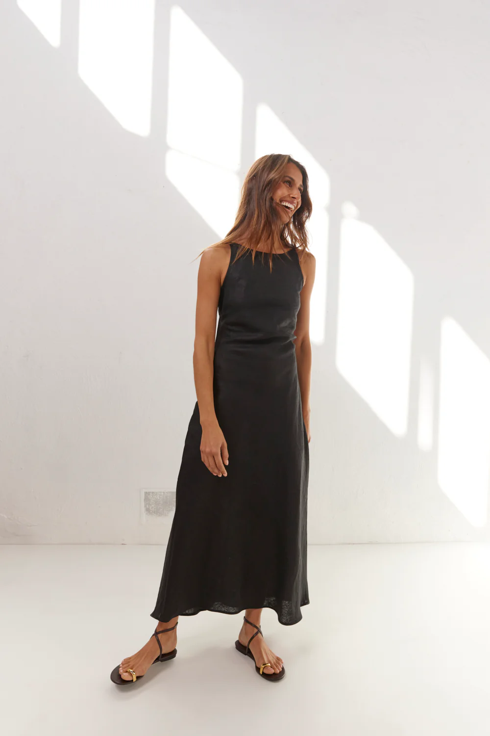 Opal Linen Maxi Dress Black - Image 6