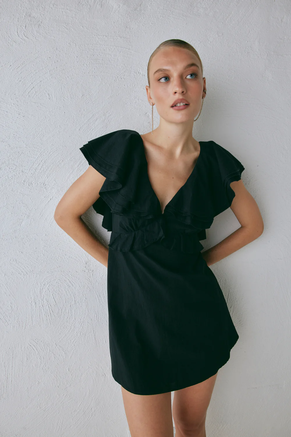 Party Nights Frill Mini Dress Black