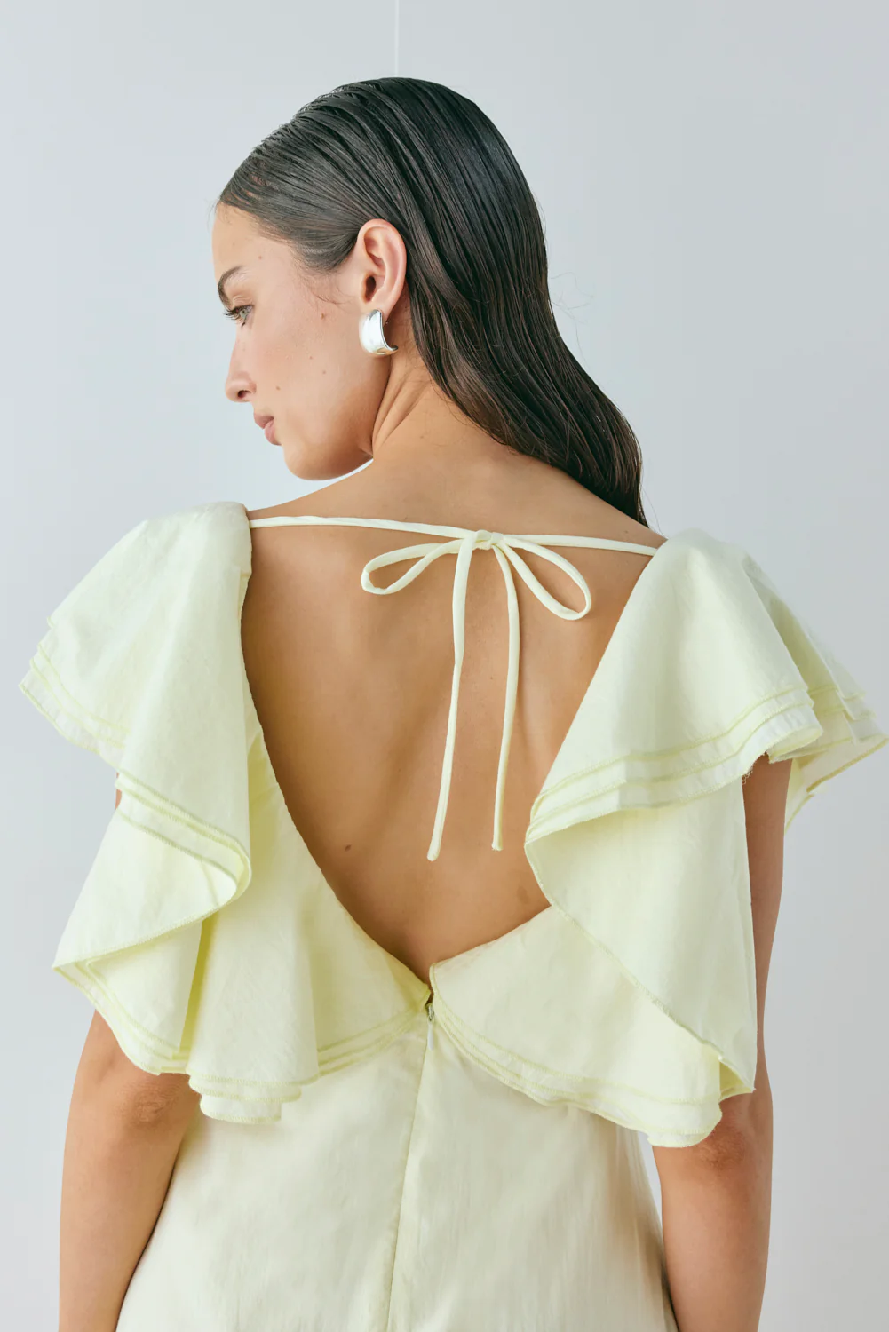 Party Nights Frill Mini Dress Lemon - Image 5