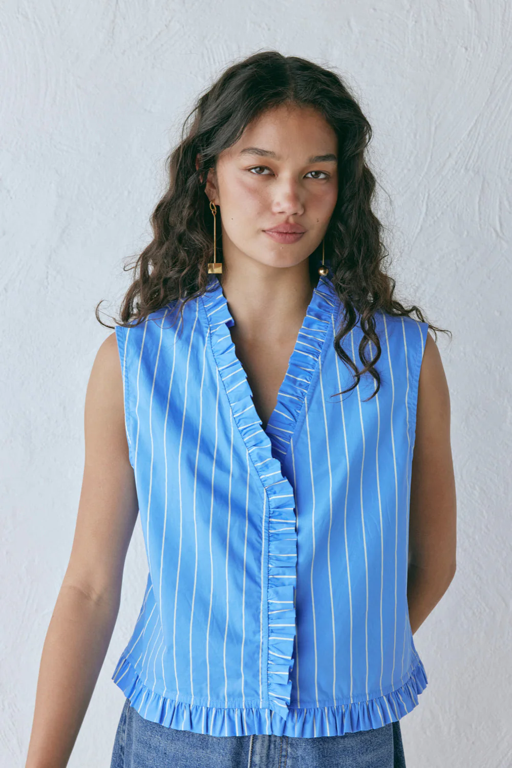 Phoebe Vest Top Cornflower Stripe - Image 2