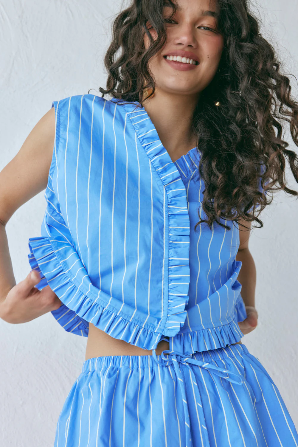 Phoebe Vest Top Cornflower Stripe - Image 5