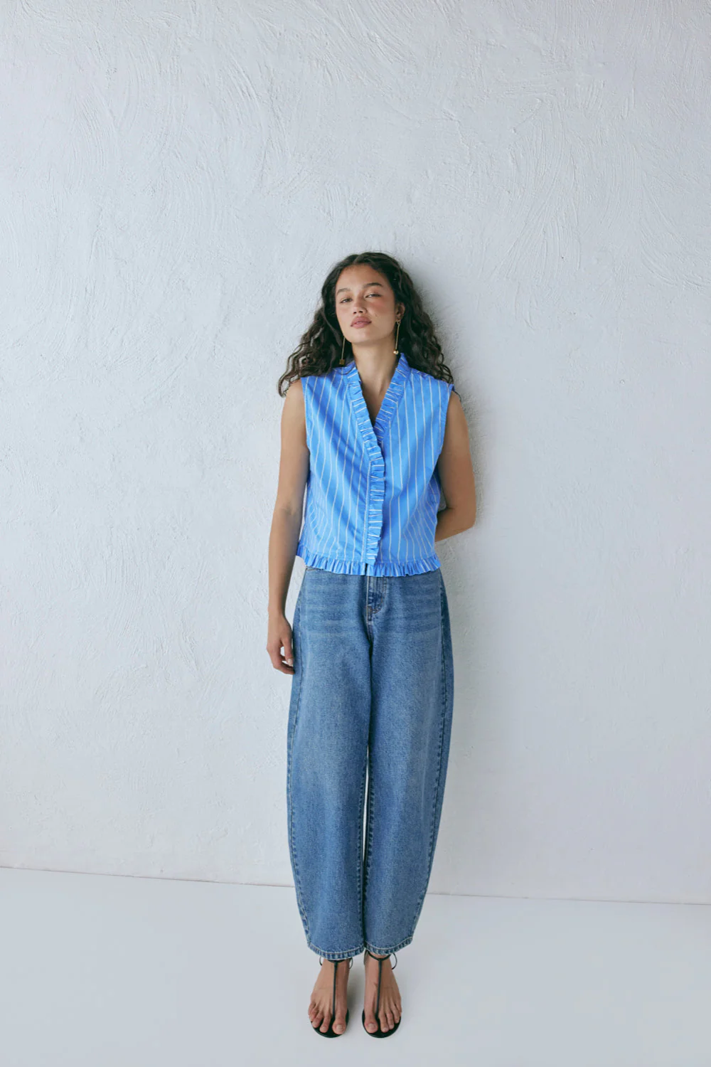 Phoebe Vest Top Cornflower Stripe - Image 6