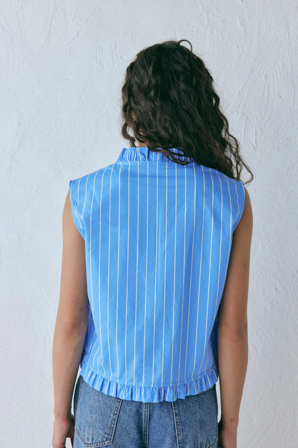 Phoebe Vest Top Cornflower Stripe - Image 8