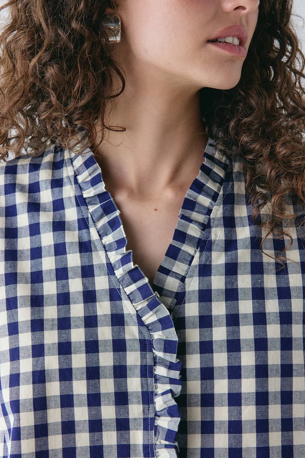 Phoebe Vest Top Navy Check - Image 4