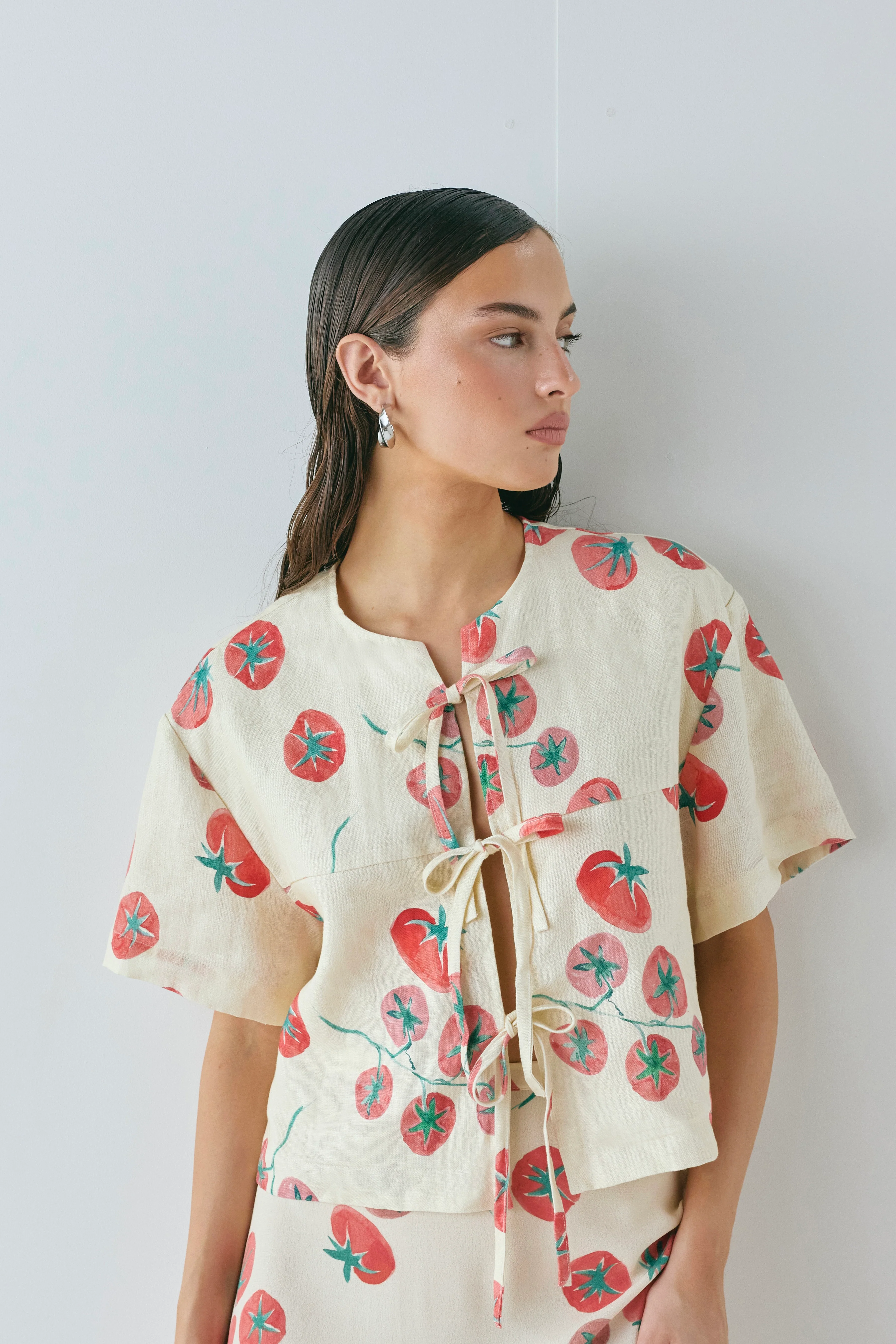 Portia Linen Smock Top Roma