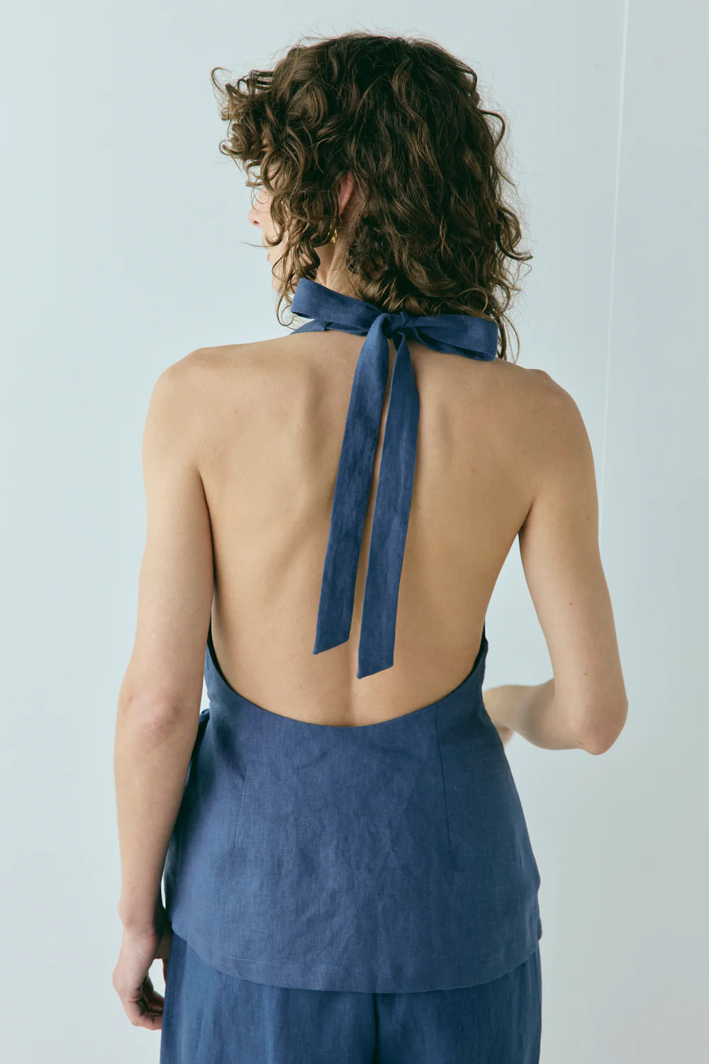 Prue Linen Top Navy - Image 2
